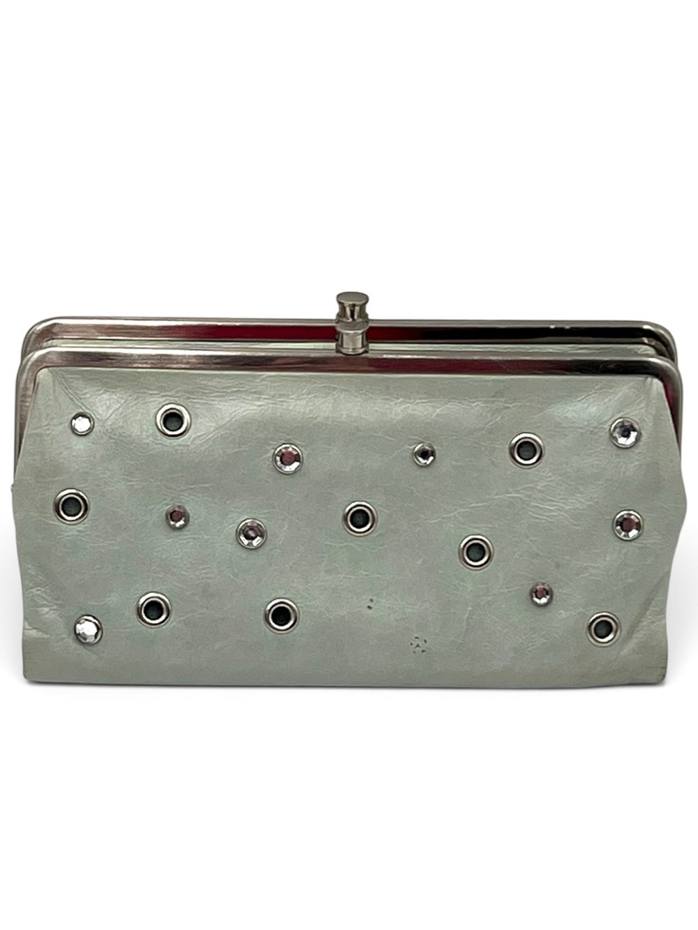 HOBO International Lauren Leather Clutch Wallet Seafoam Green Rhinestone RARE